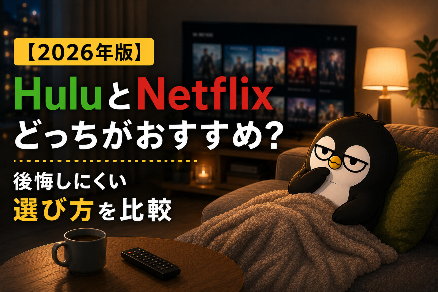 【2026年版】HuluとNetflixどっちがおすすめ？後悔しにくい選び方を比較